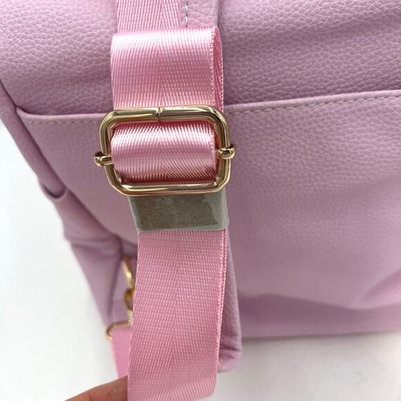 Tigerlily Creations Womens Pink Large Faux Leather Backpack Diaper Bag NEW